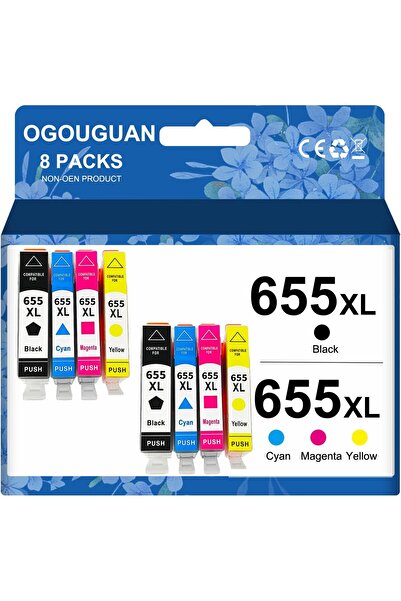 HP Deskjet MUADİL 3525 4615 4625 5525 6520 6525 için Uyumlu (2 Siyah 2Camgöbeği 2Macenta 2 Sarı)