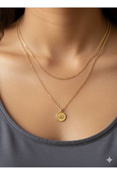 Jewerly Women's Eye of Light 2-Piece Combination Steel Necklace