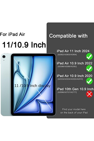 007 iPad Air 11" Case (6th gen M2 2024 / 5th & 4th 10.9" 2022/2020) — Auto Sleep/Wake, Tri-fold Stand,