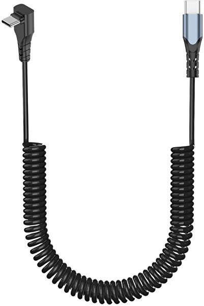 Generic Azony Coiled Retractable USB-C to USB-C 90° Right-Angle Cable, 60W Fast Charge