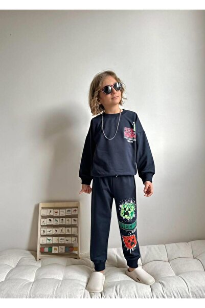 RAPAPA Чорний спортивний костюм з принтом для хлопчиків - 2-х частинний компл...