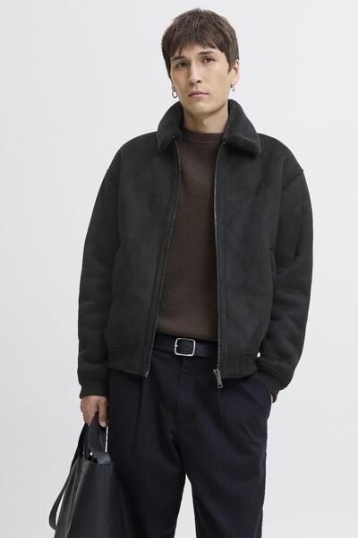 Jack & Jones Men's Jprccluke Bomber Jacket – Black, High Quality, Zippered, Long Sleeves, Suitable for Everyday Wear