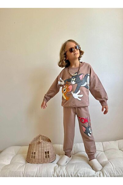 RAPAPA Boy's Printed Bottom Top Mink Tracksuit Set - 4053