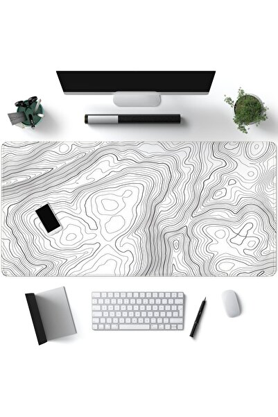 Generic XL Large Gaming Mouse Pad 80×40 cm - Topographic Map Design, Anti-Slip, Stitched Edges