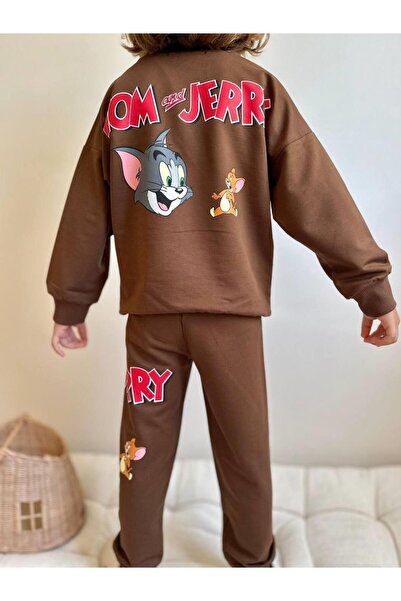 RAPAPA Boy's Printed Bottom Top Brown Tracksuit Set - 4053
