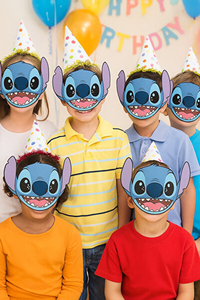 DODOMAR Karton Maske Stitch (stiç) Temalı karton maske 6 lı Paket Lilo nun St...