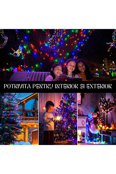 HYT Χριστουγεννιάτικη εγκατάσταση 100m, LED, πολύχρωμο, μαύρο καλώδιο, 8 παιχνίδια, IP44