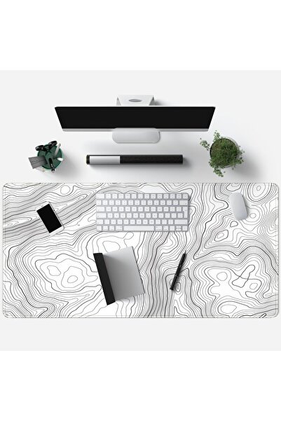 Generic XL Large Gaming Mouse Pad 80×40 cm - Topographic Map Design, Anti-Slip, Stitched Edges