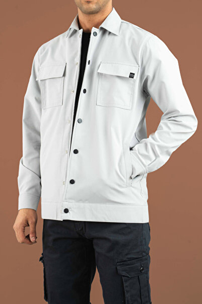 bombe Men's Parachute Fabric Transitional Snap Closure Side Pocket Coat Shirt Jacket