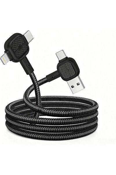 KASTWAVE كابل شحن USB-A/USB-C متعدد الاستخدامات 4 في 1، 66 واط PD، نايلون مضف...