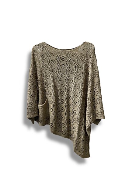 SUMEF Γυναικεία Mercerized δαντελωτή πλέξη Ασύμμετρη Πλεκτή Μπλούζα – Τυπικό μέγεθος (38-48 Συμβατό)