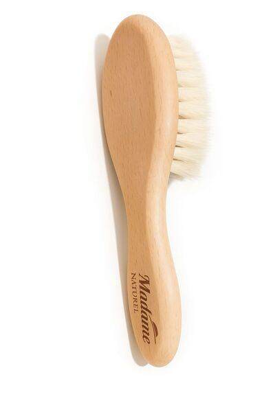 MadameNatural 100% Natural Baby Set of 2 (Natural Goat Hair Hair Brush + Boxwood Comb)