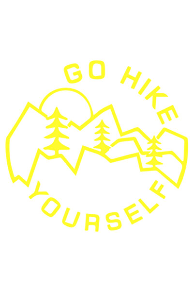 Oracal Car sticker "Go hike yourself", 15x15 cm, yellow