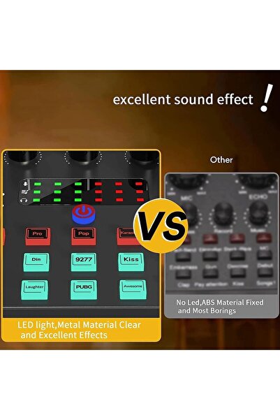 LinJie V8S Live Sound Card Mini Sound Mixer Portable Audio Mixer Voice Changer