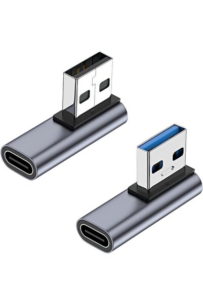 EXCEFORE عبوة من قطعتين من محول USB-C أنثى إلى ذكر بزاوية 90 درجة، زاوية يسار...