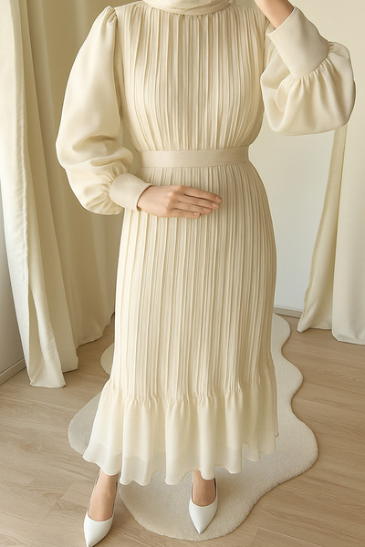 Efour Pleated Chiffon Hijab Dress