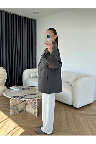 ALVOR Short Trench Coat with Sleeves and Belt Gray