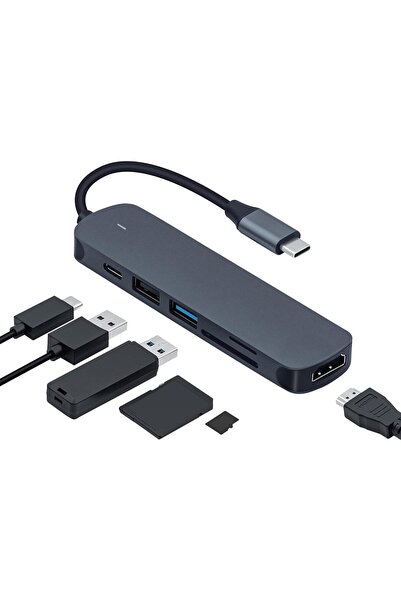Mcbazel موزع USB-C HDMI 6 في 1 — HDMI بدقة 4K، USB 3.0، شحن سريع، قارئ بطاقات...