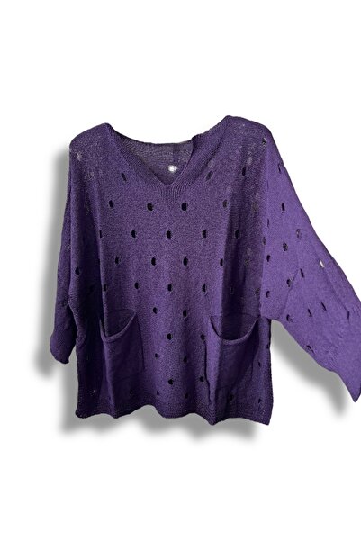 SUMEF Γυναικεία πλεκτή μπλούζα Mercerized oversized – Τυπικό μέγεθος (ταιριάζει στους μεγέθους 38-48) – Κομψό και άνετο καλοκαιρινό πουλόβερ