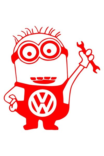 Oracal Car sticker "Minion mechanic at Volkswagen", 18x17cm, red