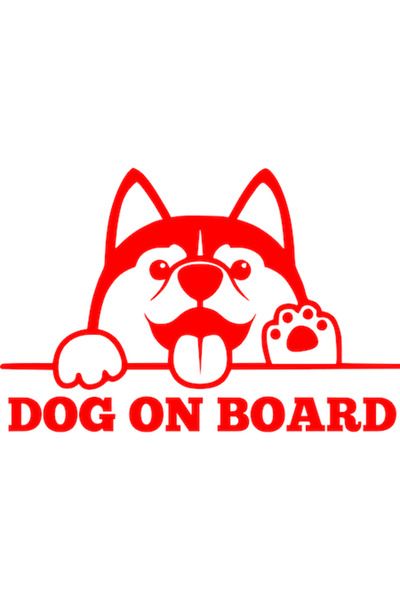 Oracal "Dog on board" car sticker, 22x15cm, red