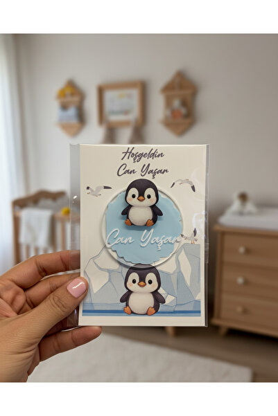 LABİREND PRODUCTS 10'lu paket Şeffaf Pleksi Penguen Figürlü Bebek Magnet Kart...