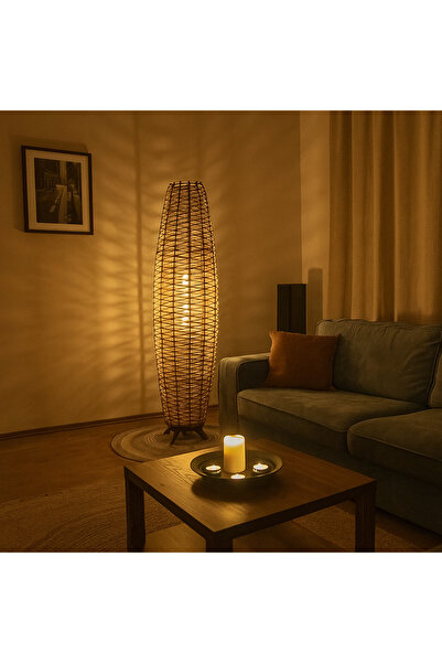 Efect Home Design Bohem,Ahşap,Jüt,Hasır,Doğal Lambader 125*32