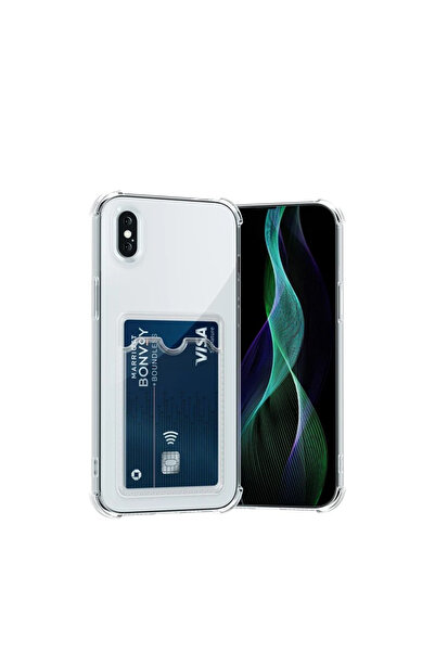 bewn iPhone Xs Max Uyumlu Kartlıklı Cüzdan Şeffaf Kenar Korumalı Köşeleri Tan...
