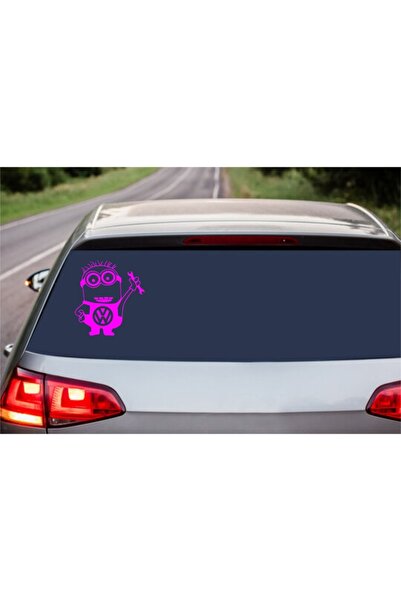 Oracal Car sticker "Minion mechanic at Volkswagen", 18x17cm, pink