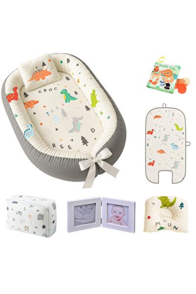 GENOVATE Coș Bebe Genovate™ cu Pernuță, Cearceaf de Schimb, Husă, Rama Foto și Carte cu Animale