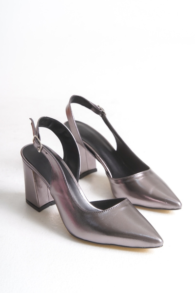 LEVONYA Pantofi de damă din piele lacuită plină de riduri, cu toc gros ascuți...