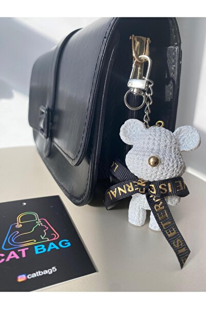 ÇANTA Cat Bag White Teddy Bear Ornament Keychain
