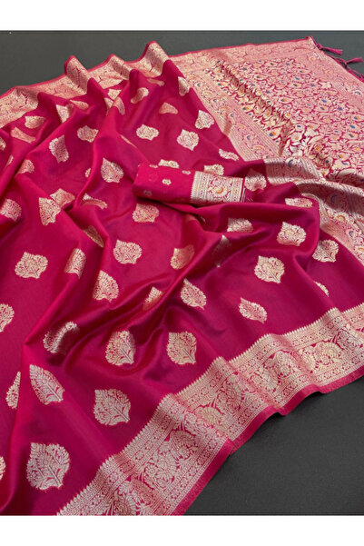 MYSMAR Red Soft Silk Saree - HRT4299 | Red