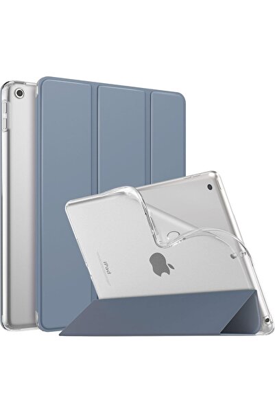 MOKO Case for iPad 9/8/7th Generation - Translucent TPU Frosted Back Slim Case, 10.2 inch, Grey Purp