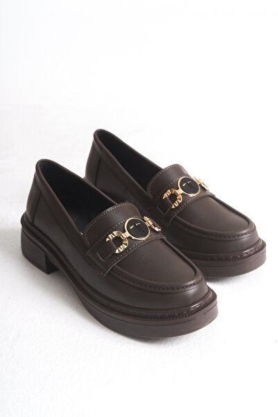 LEVONYA Women's Brown Loafer Moccasin Buckle Flat Shoes