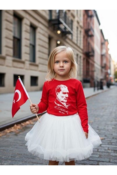 Zekids Children's Cotton Ataturk and Signature B Printed Long Sleeve T-Shirt