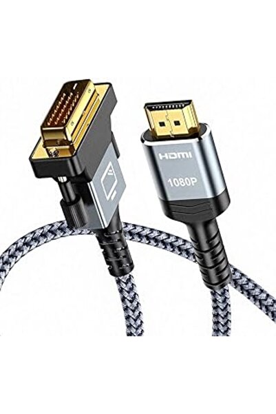 AZONEE كابل HDMI إلى DVI بطول 6 أقدام - ثنائي الاتجاه، مطلي بالذهب، مضفر من ا...