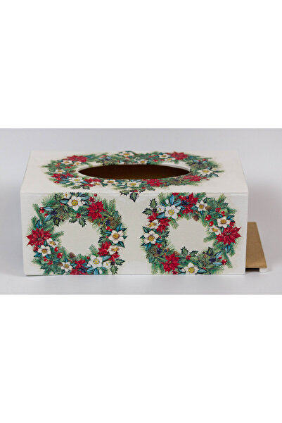 Kumiko Art Christmas decorated napkin box, 25x13.5x10 cm.