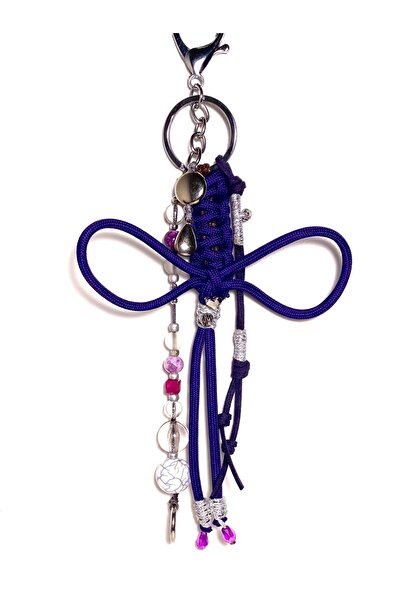 She Sells تعليقة حقيبة عصرية بتصميم خاص مع فيونكة من حبل الباراكورد والجلد ال...