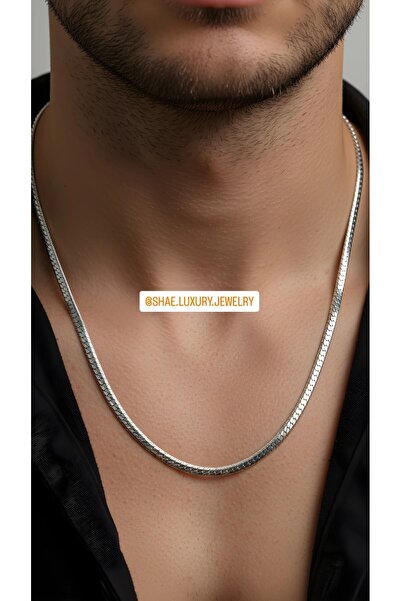 Shae Jewelry قلادة سلسلة مطروقة من الفولاذ المقاوم للصدأ 60 سم