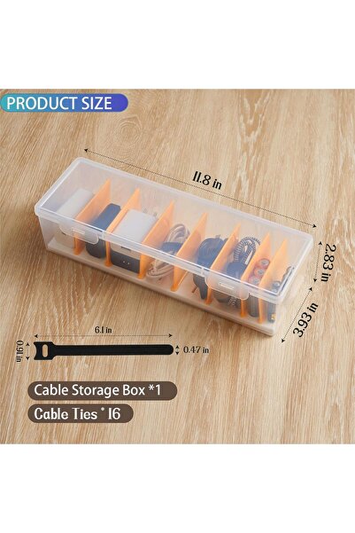 Yelajoy صندوقان لتنظيم الكابلات مع 16 رابط كابل، مصنوعان من مادة البولي بروبيلين الشفافة، مع فواصل قابلة للتعديل