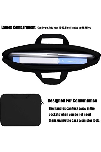 Generic Azoni 15.6-inch Laptop Bag, Durable Travel Handle, Extra Pockets, Lightweight Protective Sleeve - Bl