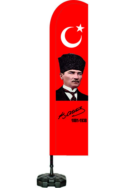 MAVİ DENİZ REKLAM ATATÜRK BASKILI YELKEN BAYRAK 75 X 300 CM KIRMIZI