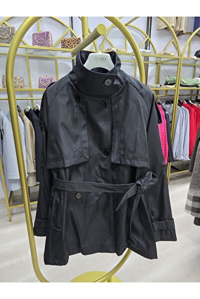 Omka Moda Kadın Dikyaka kısa Trençkot