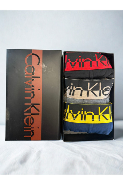 Calvin Klein , Set of boxers with logo waistband - 3 pairs, Black and Yellow Line