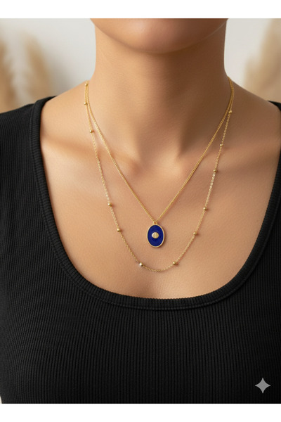 Jewerly قلادة نسائية من الفولاذ المقاوم للصدأ مكونة من قطعتين بنمط أصداف المح...