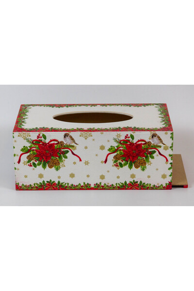 Kumiko Art Napkin box with Christmas decorations, 25x13.5x10 cm.