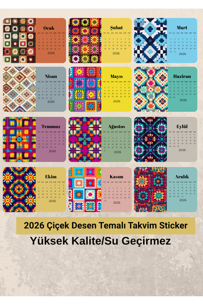 VORACRAFT ملصق تقويم ذو طابع نمطي لعام 2026 مقاس 5X7 TKV006