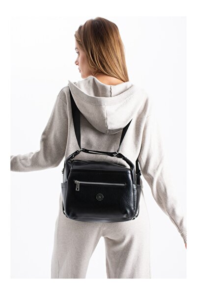 Sanmorris Kadın 4 Bölmeli Suni Yumuşak Deri Omuz ve Sırt Çantası 1436