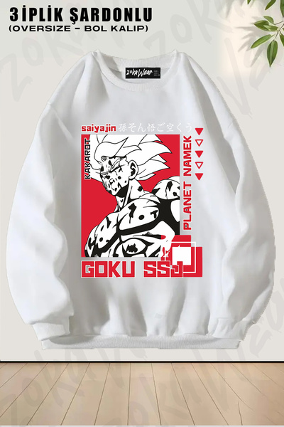 ZOKAWEAR Unisex Oversize Dragon Ball Son Goku Super Saiyan Anime cu imprimeu ...